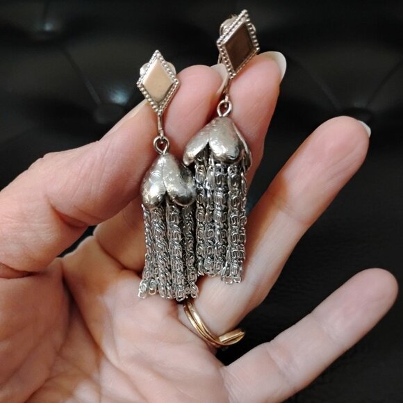 SARAH COVENTRY Elegant Silver Tassel Earrings Clips - Picture 1 of 7